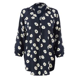 cabi Go-To-Button-Up Blouse, #5705, XS, NWOT, Navy with floral print